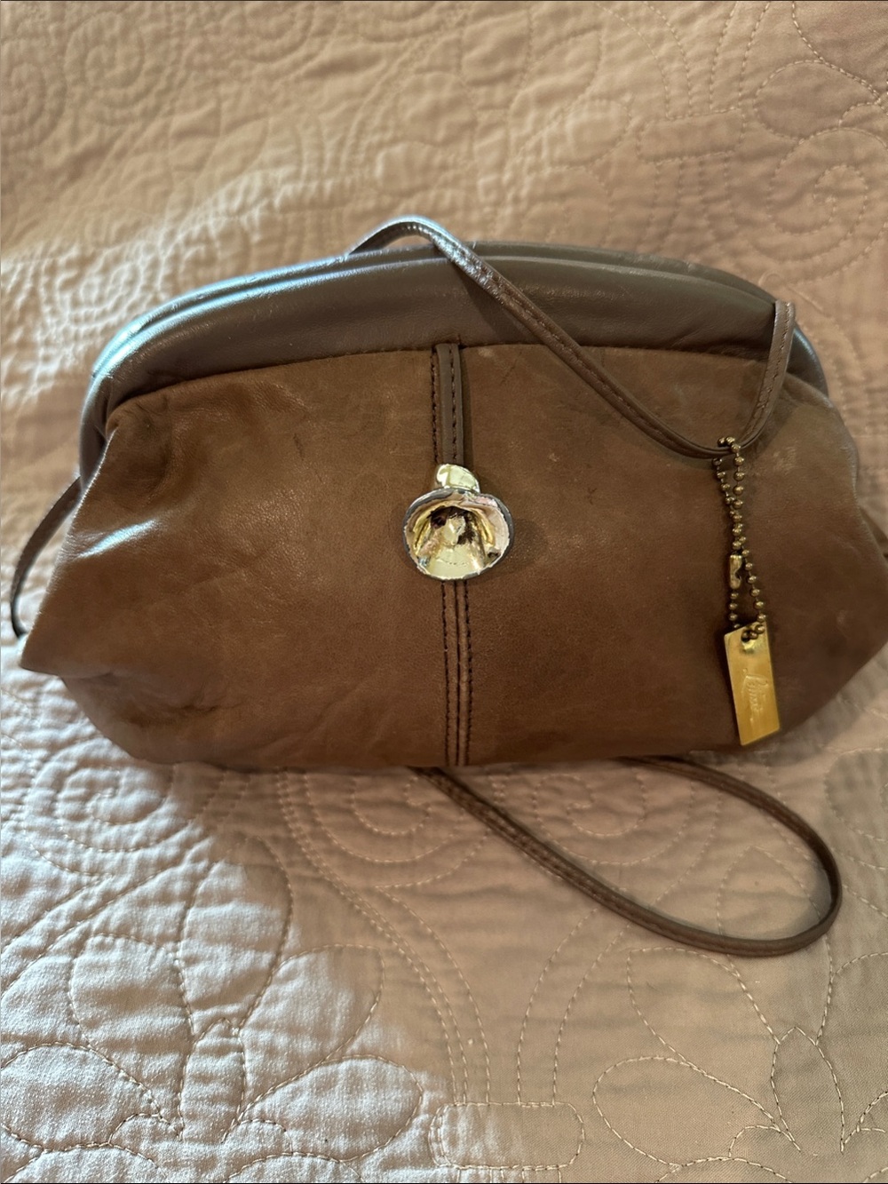 Elegant Brown Women's Crossbody Bag with Decorative Accent